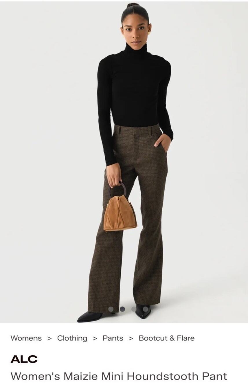 A.L.C. Maizie Mini Houndstooth Pant Classic Merino Wool Flattering Flared Sz 2